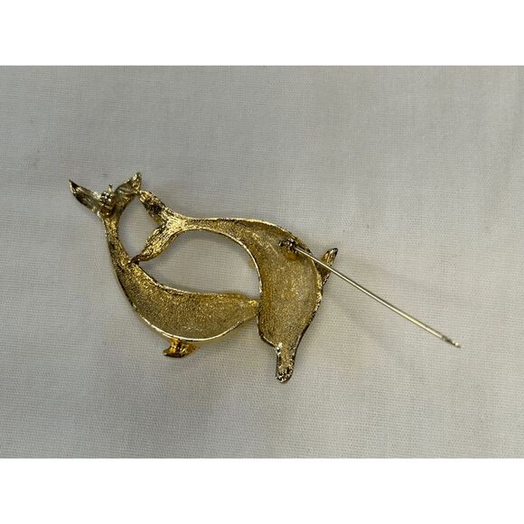 Pair of Dolphins Gold Toned Brooch/Pin Textured, Lightweight, Animals - Picture 4 of 5